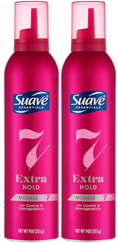 Suave Extra Hold Mousse for Curly and Wavy Hair 2-Pack, 9 Oz Ea