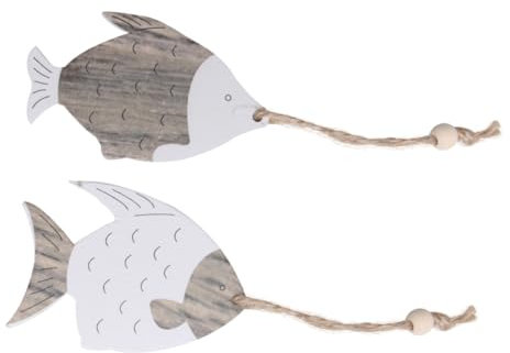 Cabilock 4 Stück Heimdekorationen basteln für zu Hause Wohnkultur Ornament hängende Holzdekorationen Fischförmige hängende Verzierung Charme Anhänger Kunsthandwerk Statue Bambus