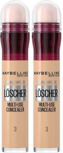 Maybelline New York Abdeckstift, Instant Anti-Age Effekt Concealer, Löscher mit Mikro-Lösch-Applikator, Nr. 03 Fair, 6,8 ml (Packung mit 2)