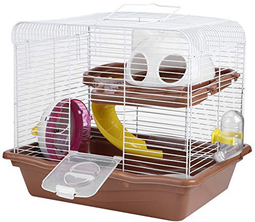 Grande Cage à Hamster, Double Couche de Luxe, Dimensions 35 X 26,5 X 32 Cm, Cage à Gerbille, Chinchilla avec Roue Silencieuse pour Une Expérience D'apprivoisement des Animaux en