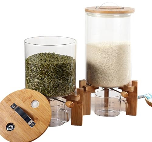 RIJPEX Reis-aufbewahrungsbehälter Aus Glas, Mehl- Und Müslibehälter, Versiegelter Lebensmittelspender Für Reismehl Und Sojabohnen, Feuchtigkeitsbeständig, Insektensicher, Für Die Organisation