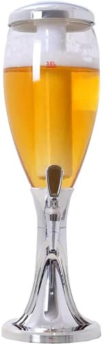 XZDEAIR Drink Beer Tower with Clear Scale, Drink Tower with Tap, Ice Tube and LED Lights, Beverage Dispenser for Bar Party KTV Beer Container Ice Tube