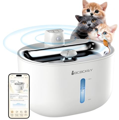 Katzenbrunnen für Katzen - 3L Katzenbrunnen kabellos mit App - Batteriebetrieben Trinkbrunnen für Katze mit Akku 5000mAh - 2.4G WiFi Fernbedienung - Wasserbrunnen für Katzen, Für alle Haustiere