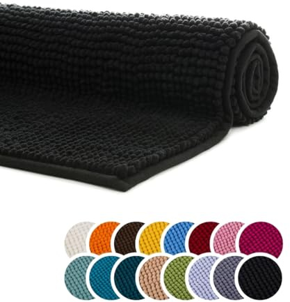 liebling Badematte 50x70 cm, Badezimmerteppich, Graphit Grau, Serie Chile | Rutschfest, Badteppich, Badvorleger, Duschvorleger, Badezimmermatte 50 x 70 cm, WC Deko, OEKO-TEX, Waschbar bis 30 Grad