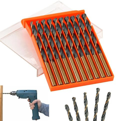 Stahlbohrer Für Hartmetall | 10-teiliges Selbstschmierendes Hochgeschwindigkeits-Spiralbohrer-Set,Zubehör Für, Gusseisen, Edelstahl, Alu-minium, Kupfer Und Gehärtetes Metall