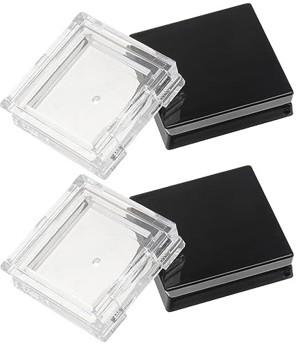 Mikinona 4pcs Diy Eyeshadow Palettes and Lipstick Cases and Black Square Empty Makeup Boxes, 2g Highlighter Refillable Travel Cosmetic Storage Containers