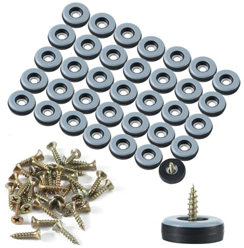 36 STK Teflongleiter zum Schrauben,Möbelgleiter Ø 22 mm Bodengleiter mit 36 STK Edelstahlschrauben Rund Teflon Möbelgleiter-Set für Möbel Sessel Stuhlbeine