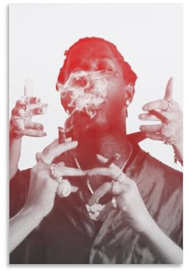 LaFegoude Young Thug Poster Dekorative Malerei Leinwand Wandkunst Wohnzimmer Poster Schlafzimmer Malerei,Wandkunst Bilddruck Moderne Familienzimmer Dekor 12x18inch(30x45cm)