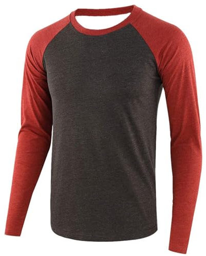 Faonkeew Sportliches Herren-T-Shirt Rundhalsausschnitt mit langen Ärmeln Valueweight Langarm Sporttop langärmelig lässig lockere Blusen Pullover-Kleidungsstücken