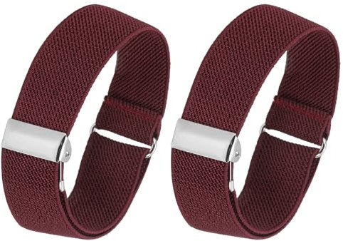 PATIKIL Adjustable Arm Bands, 2 Pack/1 Pair Anti-Slip Sleeve Garter Elastic Shirt Sleeve Holders for Men Women, Dark Red