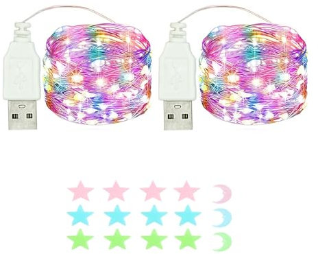 2 Stück LED Lichterkette, 40LED 4M / 14Ft USB lichterkette außen/innen Wasserdichte für Schlafzimmer, Hof, Hochzeit, Weihnachten, DIY etc (Vierfarbig)