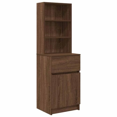 vidaXL bedside cabinet - engineered wood nightstand with 2 shelves and 1 drawer - brown oak, 39x35x125 cm - bedroom/living room