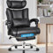 BASETBL Office Chair Heavy Duty, 440lbs 200kg Executive Chair 60cm Extra Wide Spring Cushion Adjustable Headrest Big Tall Computer Desk Chairs with Footrest for Heavy People 90° - 120° XXL PU Black