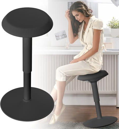 UISEBRT Hocker Ergonomischer,Sitzhocker Höhenverstellbar 43-61 cm, Stehhocker Anti-Rutsch,für Wohnzimmer,Schlafzimmer,Büro,Schwarz,Rund