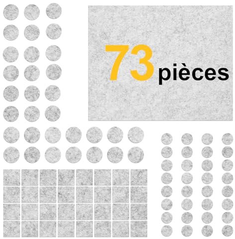Seaforie Feltrini per Sedie e Mobili 73Pcs, Antiscivolo, Protezione Pavimenti in Legno, 4mm Spessore, Elimina Graffi e Rumore, Feltro Adesivo Forte per Mobili Pesanti,Grigio