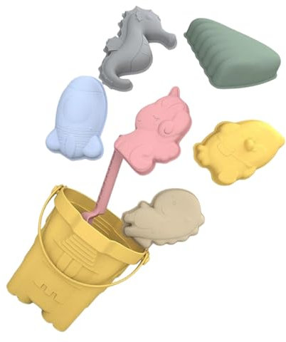 Kisangel Jouets Plage Silicone Jouets Sable Garçon Fille Jouets Plage Été Seau Sable Extérieur