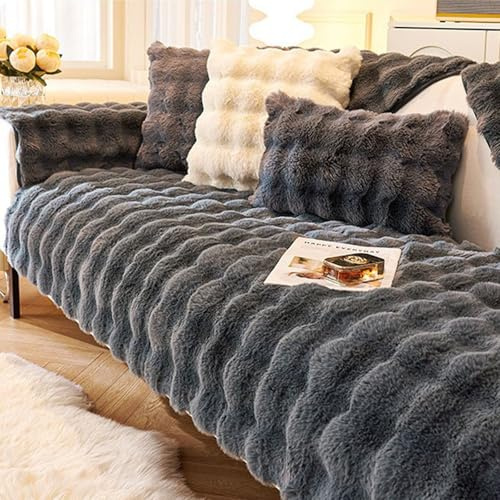Generisch rutschfeste Decke für Ledersofa,Couch Überzug Weiche Pflegeleicht Sofaschoner rutschfest Kratzfest Hund Katze(Gray,70x120cm)