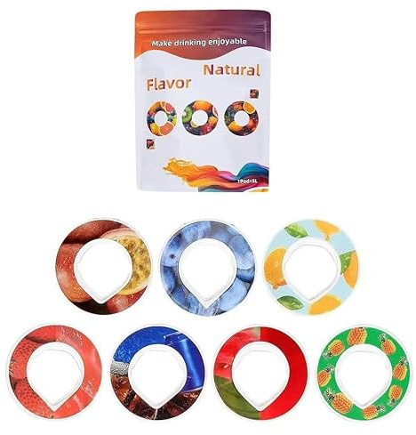 Boletonic Luft-Wasserflasche, BPA-frei, 650 ml, Fruchtduft, Wasserflasche mit 7 Geschmacksrichtungen, auslaufsicher, Sport-Wasserbecher mit Strohhalm (7pcs)