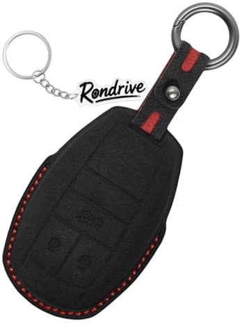 Rondrive Wildleder Schlüsselhülle Passt für Bentley Bentayga Continental AWD/Phev Flying spur 2019-2026 Handgenäht Autoschlüssel Hülle Schlüsselcover Schlüsseletui Schlüsselschutz 3 Tasten Schwarz