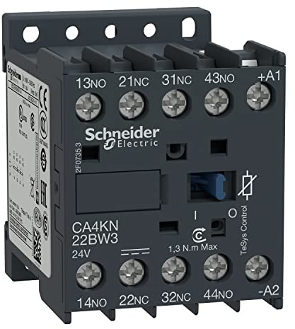 Schneider Electric, TeSys K, CA4KN22BW3, TeSys K control relay - 2 NO + 2 NC - 690 V - 24 V DC low consumption coil