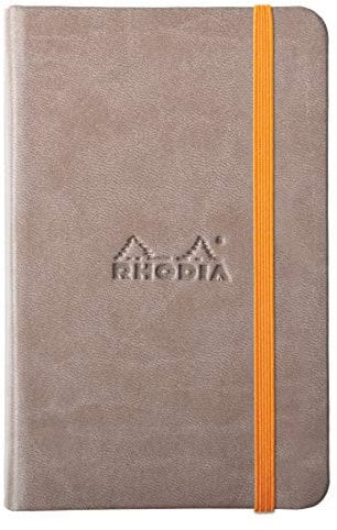 RHODIA 118644C - Taupe Rigid Notebook - A6 - Lined - 192 pages - Ivory Clairefontaine Paper 90 g/m - Bookmark, Elastic Closure - Faux Leather Cover - Rhodiarama Collection
