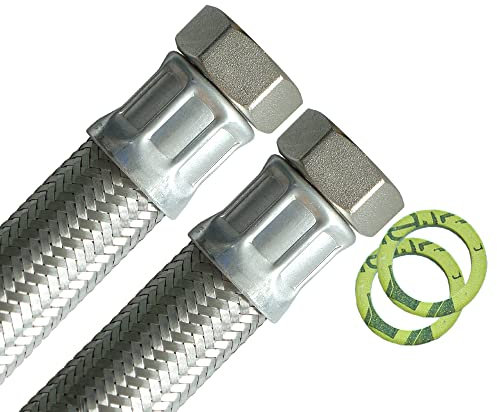 H2O-Flex® DN25 Panzerschlauch 1ÜM x 1ÜM Heizungsschlauch mit Edelstahlgeflecht, Schlauch für Solar Heizung, BHKW und Pumpen für Nutzwasser 300mm