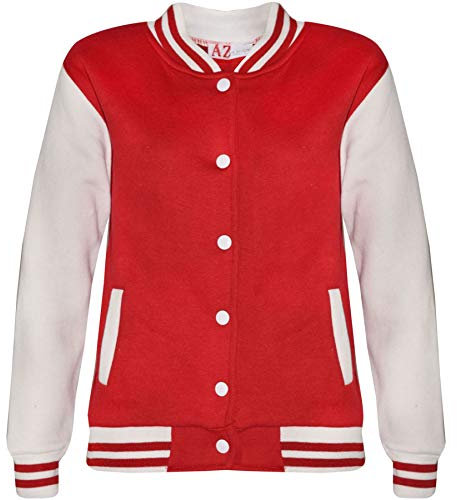 A2Z 4 Kids Baseball Kontrast Jacke Uni Stil Mantel B.B Stehkragen - B.B Plain Jacket Red 7-8
