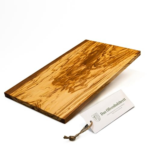 DAS OLIVENHOLZBRETT® / Olivenholz Schneidebrett rechteckig/Frühstücksbrett aus Holz/Brotzeit-Frühstücksbrettchen rechteckig/Vesperbrett, Jausenbrett aus Olivenholz / 35x20x1,5cm