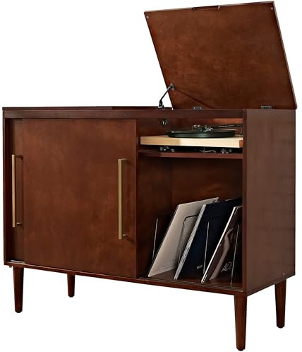 Crosley Furniture Everett Record Player Stand, Vinyl Storage