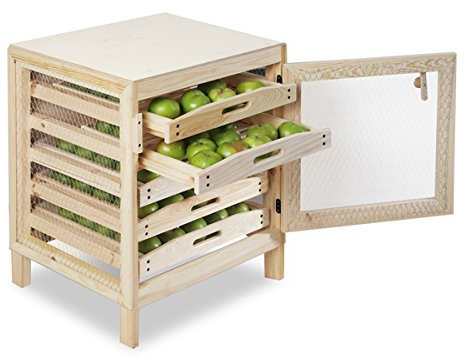 Lacewing 5 Drawer Natural Pine Wood Apple Storage Rack with Wire Mesh Vermin Proof Traditional Design