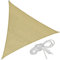 TecTake® Tenda a Vela Ombreggiante Quadrata in Polietilene, Protezione dai Raggi UV, Vela da Sole Ombreggiante con Set Funi di Tensione - Beige, Triangolare, 3,6 m