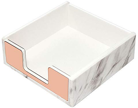 MultiBey Haftnotizen Pad Halter Memospender Rose Gold mit Marmor Weiß Textur Schreibtisch Zubehör (Rose Gold)