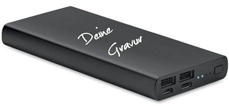 Powerbank mit Wunschgravur - 10000mAh - Aluminiumgehäuse - inkl. Wunschgravur - Ausgangsstrom DC5V/1A und DC5V/2A - Lasergravur - individuelle Personalisierung