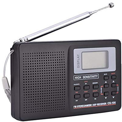 Receptor de frecuencia Completa Radio, FM/Am/SW/LW/TV Sonido Receptor de frecuencia Completa Receptor de Radio con Reloj y función de Alarma(Tipo 2)