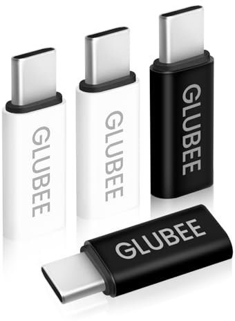 GLUBEE Lightning to USB-C Adapter (Pack of 4) – USB-C to Lightning Adapter Compatible with iPhone 16/15 Pro, iPad, Galaxy S25/S24, Pixel 9, AirPods 4 & More
