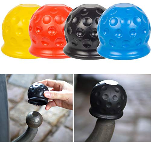 Cubierta de Bola para Gancho de Remolque, 4 x Color, para Cabeza de Bola de hasta Ø 50 mm (2 Pulgadas) Cubierta de plástico, Cubierta de Gancho, Tapon Protector contra la abrasión y la Suciedad