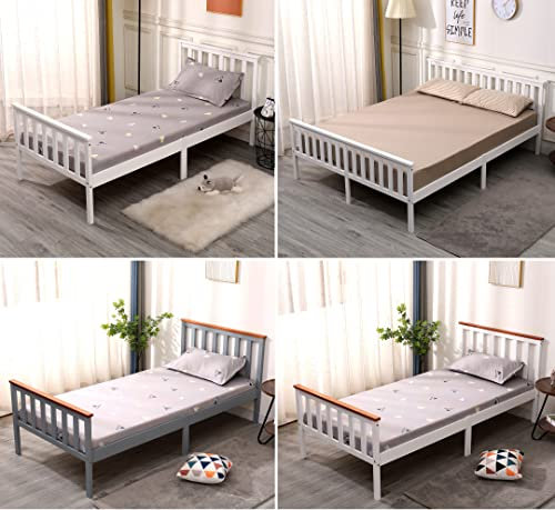 AVC Designs Single Pine Bed Frame 3ft Grey Oak Wooden Shaker Style Bedroom Furniture