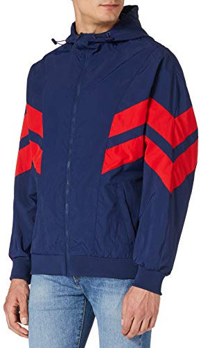 Urban Classics Herren Crinkle Panel Track Jacket Aufwärm-Jacke, Dark Blue/City Red, M