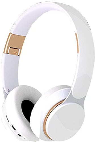 Cuffie Bluetooth da sopra l'orecchio,cuffie wireless per adulti e DJ con cancellazione attiva del rumore,con 20 ore di riproduzione e auricolari in memory foam,per DJ/TV/PC/telefono (bianco)