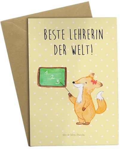 Mr. & Mrs. Panda Grußkarte Fuchs Lehrerin - Geschenk, Tiermotive, Gute Laune, lustige Sprüche, Geburtstagskarte, Glückwunschkarte, Tiere,