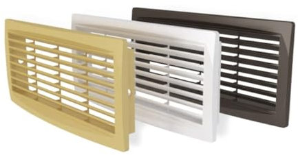2 rejillas de ventilación para puerta de baño, 300 mm x 135 mm, fundas de ventilación rectangulares de plástico (beige)