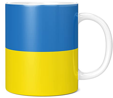 Mug Monster - Drapeau de l'Ukraine, drapeau national ukranien, drapeaux du monde – Tasse à café en céramique, cadeau pour homme ou femme, grande tasse géante disponible, tasse blanche de 325 ml