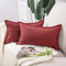 Madizz 2er Set kurzen Chenille Zierkissenbezüge weicher dekorativer Kissenbezug für Sofa, Schlafzimmer Kissenhülle Burgund 30x50 cm Rechteckig