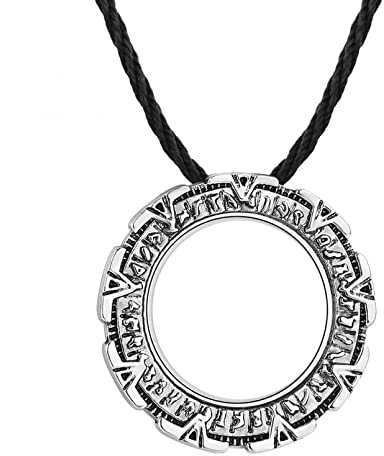 Halskette mit Anhänger Runde Kreis Metall Stargate Anhänger Halskette für Männer Punk Schmuck geometrische Amulett Halsketten Schmuck Gastgeschenke