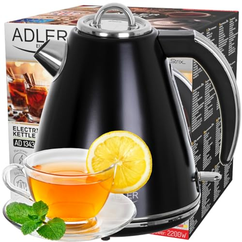 Adler AD 1343 Wasserkocher aus Metall, 1,5 l, Schwarz