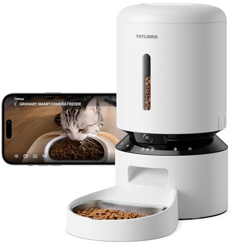 PETLIBRO Automatic Cat Feeder with Camera, 1080P HD Video with Night Vision, 5G WiFi Pet Feeder with 2-Way Audio, Low Food & Blockage Sensor, Motion & Sound Alerts for Pets
