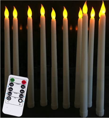 LED Candles Taper Candles, Flameless Candles, Battery Included Operated Candle Lights, LED Long Candles for Table Christmas Birthday Party Wedding Home Church Decoration (Pack of 4 + Remote Control)