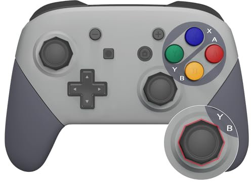 eXtremeRate Case Shell für Nintendo Switch Pro Controller, DIY-Ersatz Full Gehäuse Faceplate&Rückplatte&Giffe Hülle&Tasten für Switch Pro Controller-SNES EU Stil(Octagonal Gated Sticks Design)