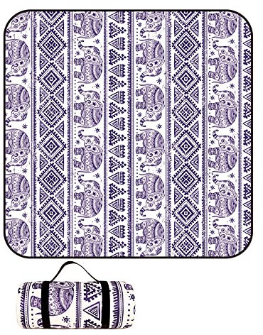 DOTBUY-SHOP Coperta da Picnic Impermeabile Portatile, Antisabbia Coperta da Campeggio Grande Pieghevole Leggero Bambini Come Tappeto da Gioco per Spiaggia Giardino (Elefante Indiano,150x100cm)