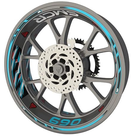 Felgenrandaufkleber für Motorrad KTM 690 SMC R Premium Qualität (Azur)